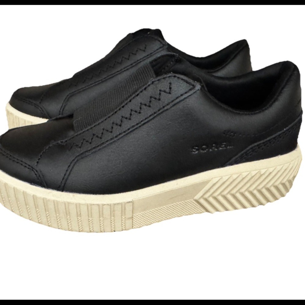 Sorel platform Shoes Ona Ave Youth Sz 5 /Woman’s 7 comfort Black Chalk Slip-On